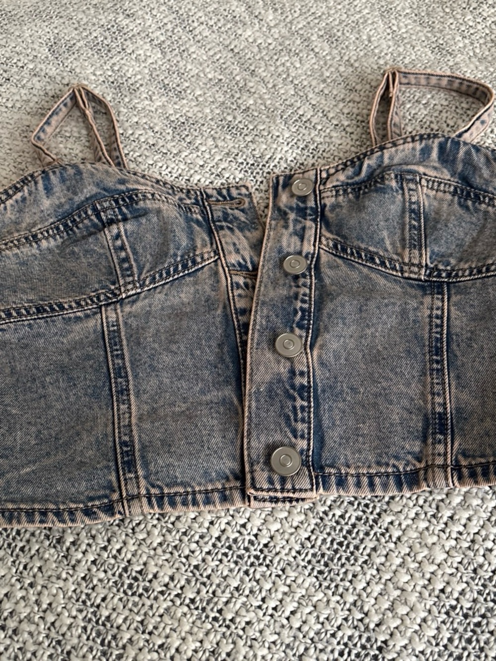 Fashion Nova Blue Washed Denim Button-Front Tank